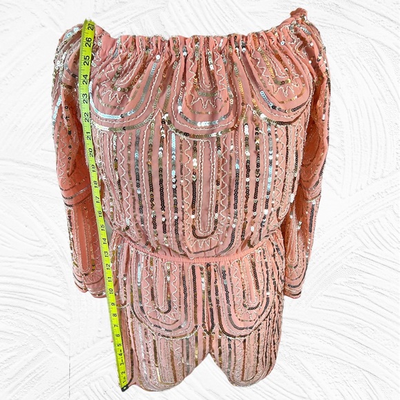 🎀 Main Strip Pink Sequin Romper, Barbie, NFR Fashion, Women’s Size Large, NWT - Picture 11 of 15